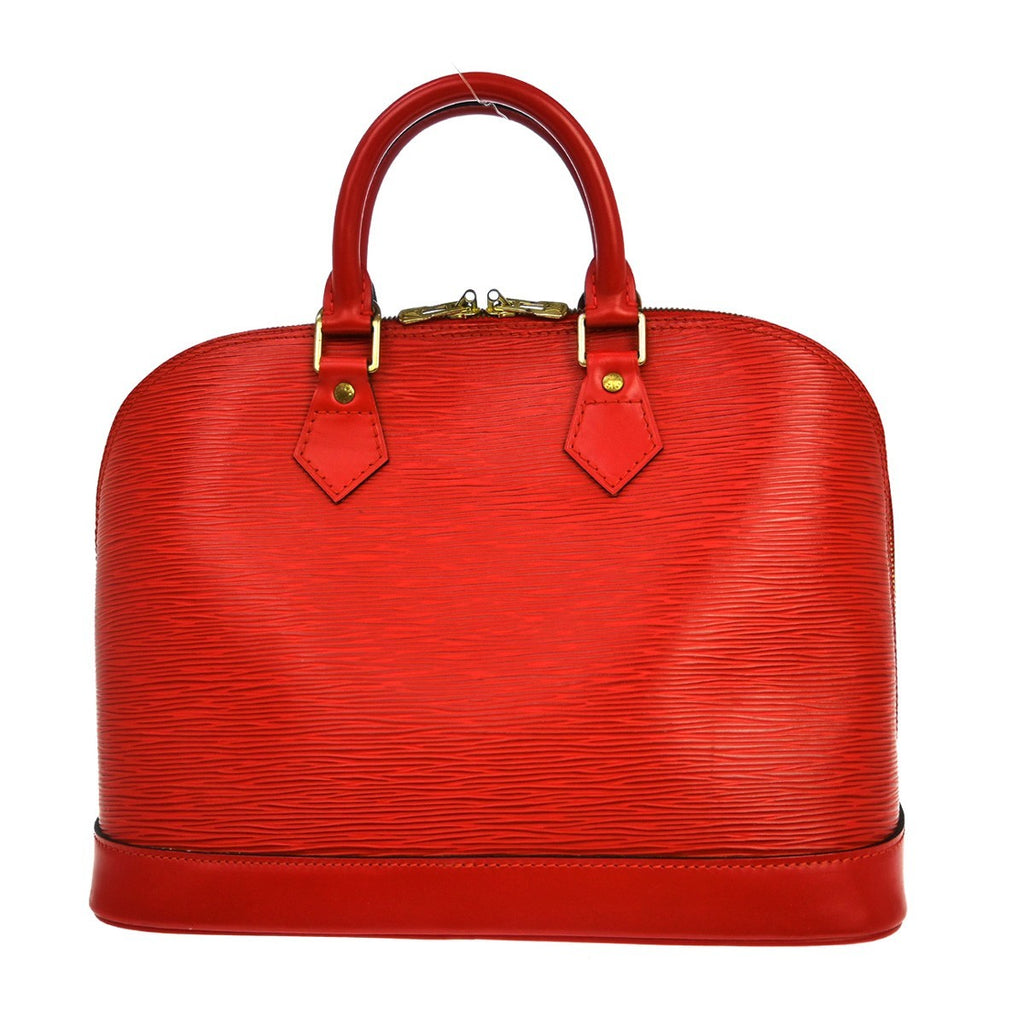Louis Vuitton Alma Handbag Monogram Canvas Red Leather Handbag ( )