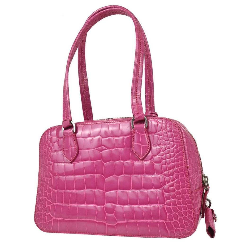Prada Convertible Bowler Bag Saffiano Leather Pink Leather Handbag ( )
