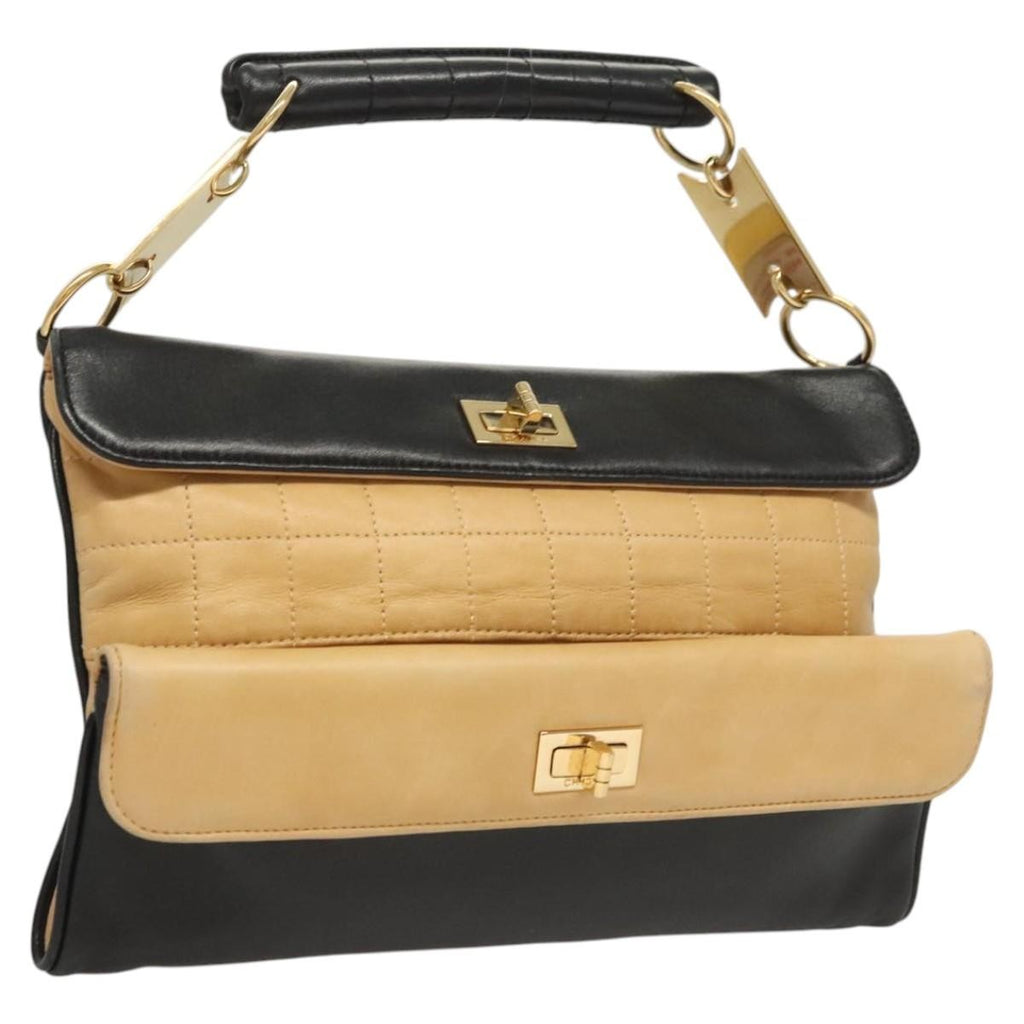 Chanel Chocolate Bar Cc Handbag Quilted Lambskin Beige Leather Handbag (Authentic  )