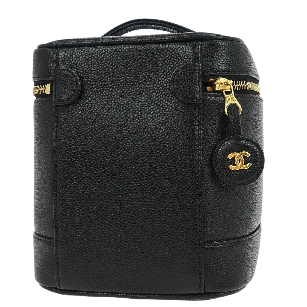 Chanel Vintage Timeless Cosmetic Case Caviar Black Leather Handbag (Authentic  )