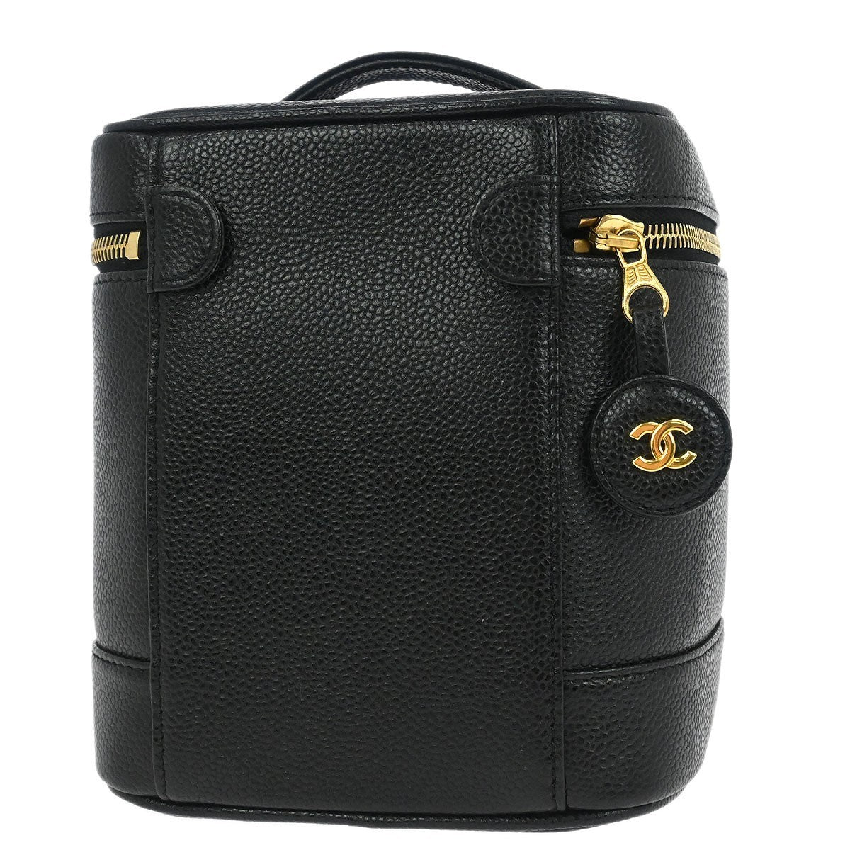 Chanel Vintage Timeless Cosmetic Case Caviar Black Leather Handbag (Authentic  )