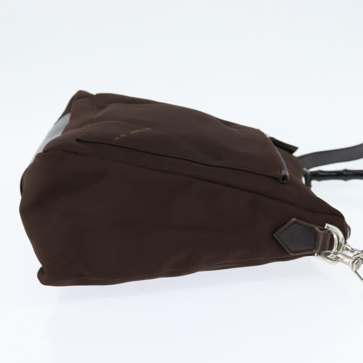 Gucci Vintage Bamboo Handle Bag Nylon Brown Nylon Handbag ( )