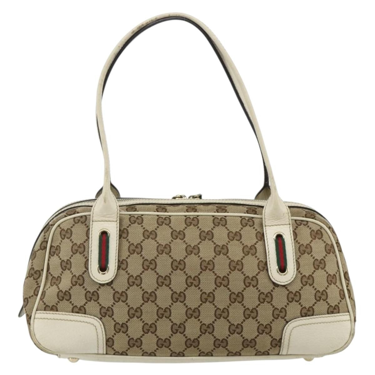 Gucci Vintage Web Sherry Line Handbag Micro Gg Canvas Beige Canvas Handbag ( )