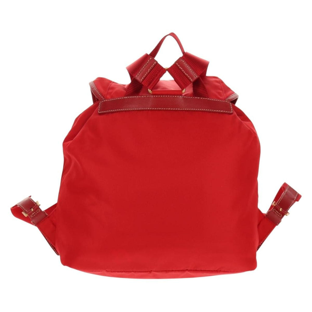 Prada Vela Double Front Pocket Backpack Tessuto With Saffiano Leather Red Nylon Backpack Bag (Authentic  )