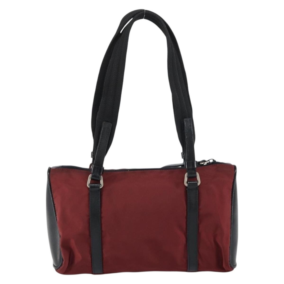 Prada Vintage Zip Handbag Tessuto Burgundy Nylon Handbag (Authentic  )
