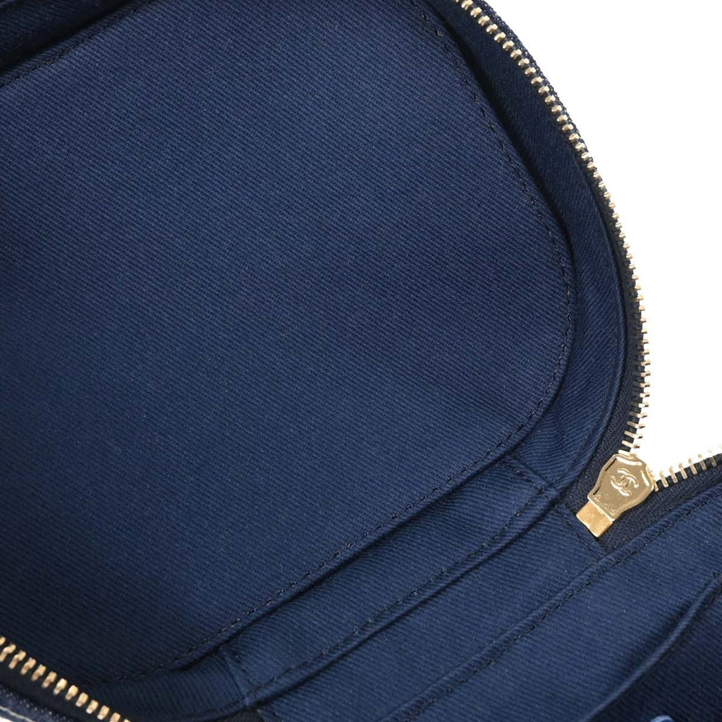 Chanel Vanity Case Quilted Denim Blue Denim_Jeans Handbag (Authentic  )