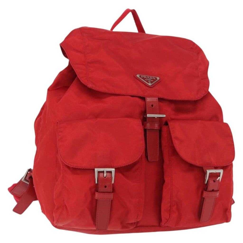 Prada Double Front Pocket Backpack Tessuto Red Nylon Backpack Bag (Authentic  )