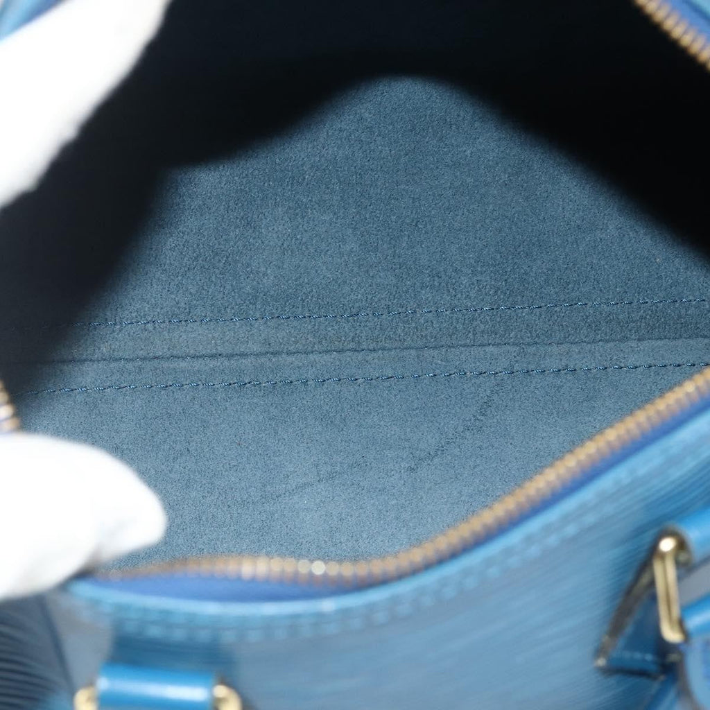 Louis Vuitton Speedy Handbag Epi Leather Blue Leather Handbag ( )