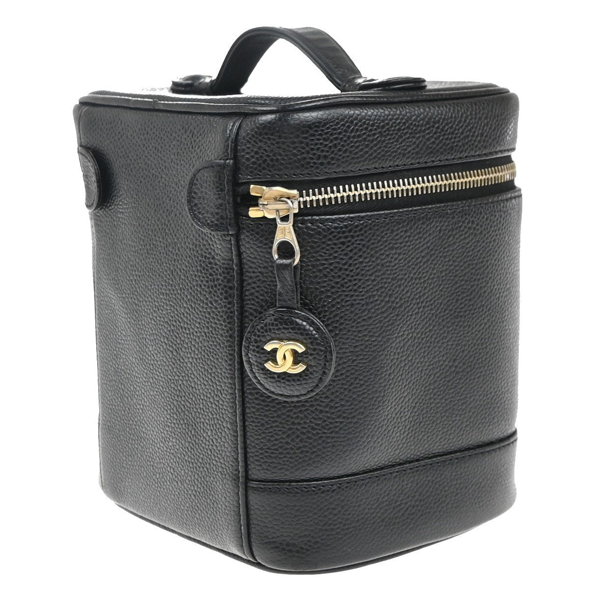 Chanel Vintage Timeless Cosmetic Case Caviar Black Leather Handbag (Authentic  )