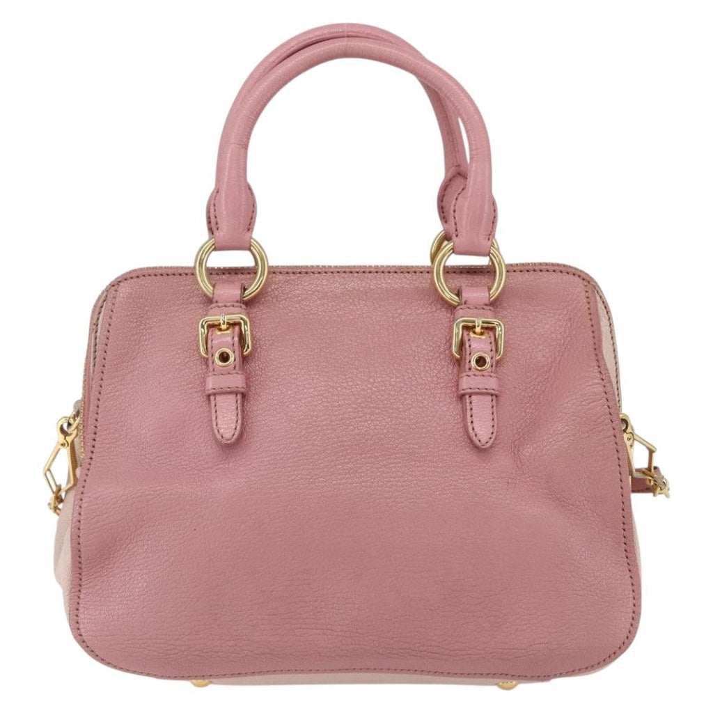 Miu Miu Madras Bowler Bag Leather Pink Leather Handbag (Authentic  )