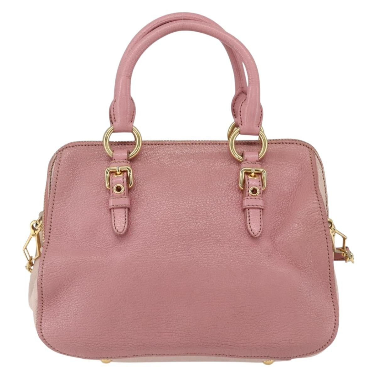 Miu Miu Madras Bowler Bag Leather Pink Leather Handbag (Authentic  )