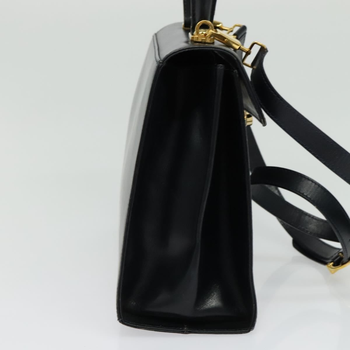 Salvatore Ferragamo Gancini Convertible Top Handle Bag Leather Black Leather Handbag (Authentic  )
