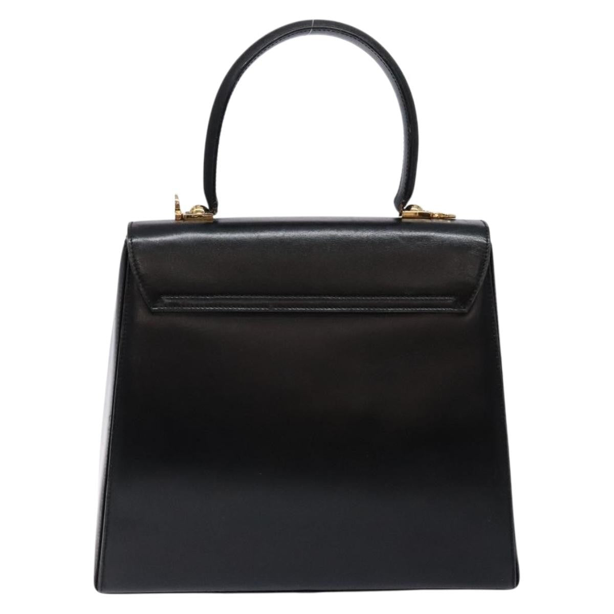 Salvatore Ferragamo Gancini Convertible Top Handle Bag Leather Black Leather Handbag (Authentic  )