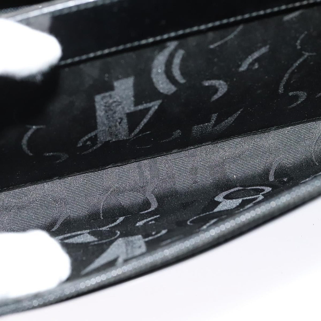 Salvatore Ferragamo Gancini Handbag Patent Leather Black Patent_Leather Handbag (Authentic  )