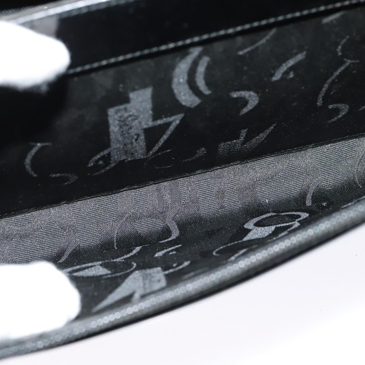 Salvatore Ferragamo Gancini Handbag Patent Leather Black Patent_Leather Handbag (Authentic  )