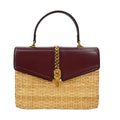 Gucci Sylvie 1969 Top Handle Bag Leather And Wicker Red Leather Handbag (Authentic  )
