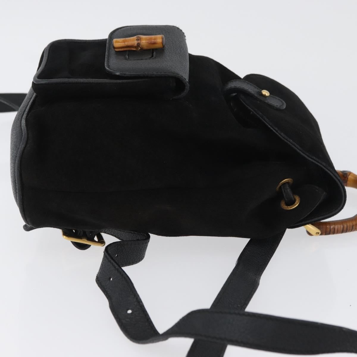 Gucci Gucci Bamboo Backpack Daim Black Suede Backpack Bag (Authentic  )