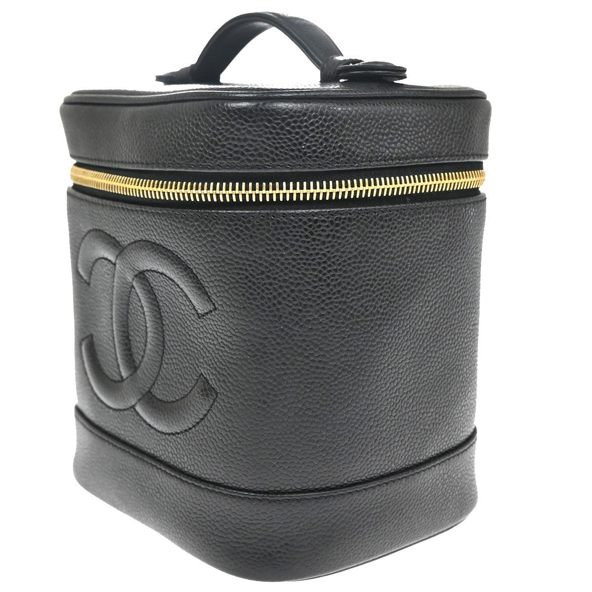 Chanel Vintage Timeless Cosmetic Case Caviar Black Leather Handbag (Authentic  )