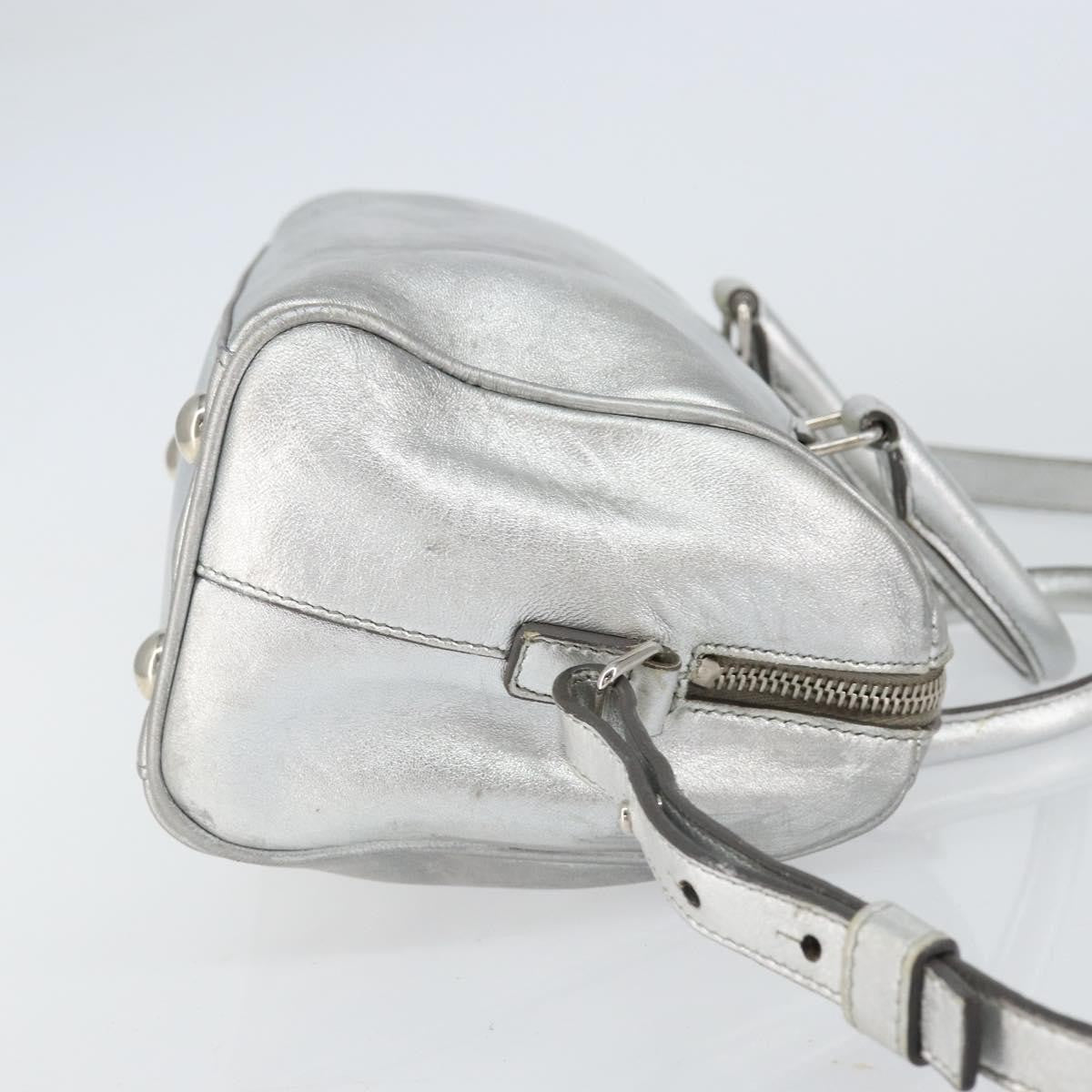 Saint Laurent Classic Duffle Bag Leather Silver Leather Handbag (Authentic  )