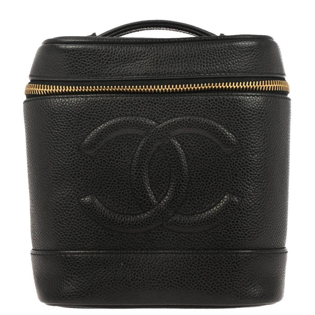 Chanel Vintage Timeless Cosmetic Case Caviar Black Leather Handbag (Authentic  )