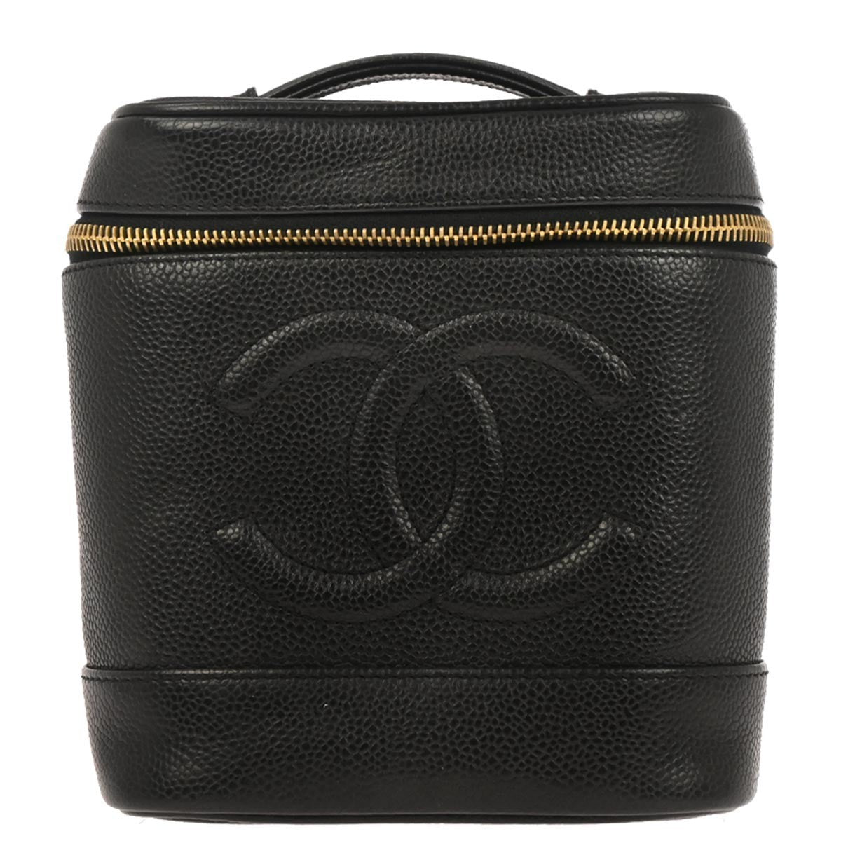 Chanel Vintage Timeless Cosmetic Case Caviar Black Leather Handbag (Authentic  )