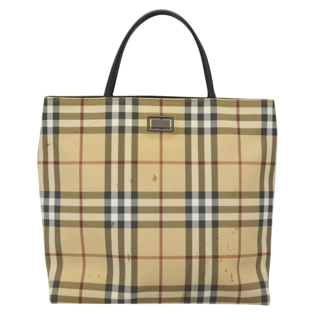 Burberry Nova Check Handbag Nova Check Canvas Beige Canvas Handbag (Authentic  )