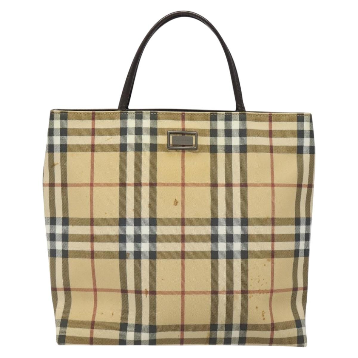 Burberry Nova Check Handbag Nova Check Canvas Beige Canvas Handbag (Authentic  )