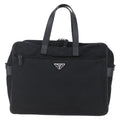 Prada Convertible Front Zip Briefcase Tessuto With Saffiano Leather Black Nylon Briefcase Bag (Authentic  )