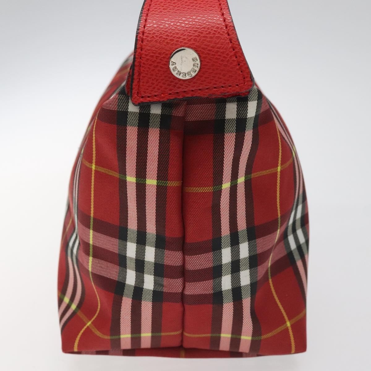 Burberry Nova Check Handbag Leather And Nylon Red Nylon Handbag (Authentic  )