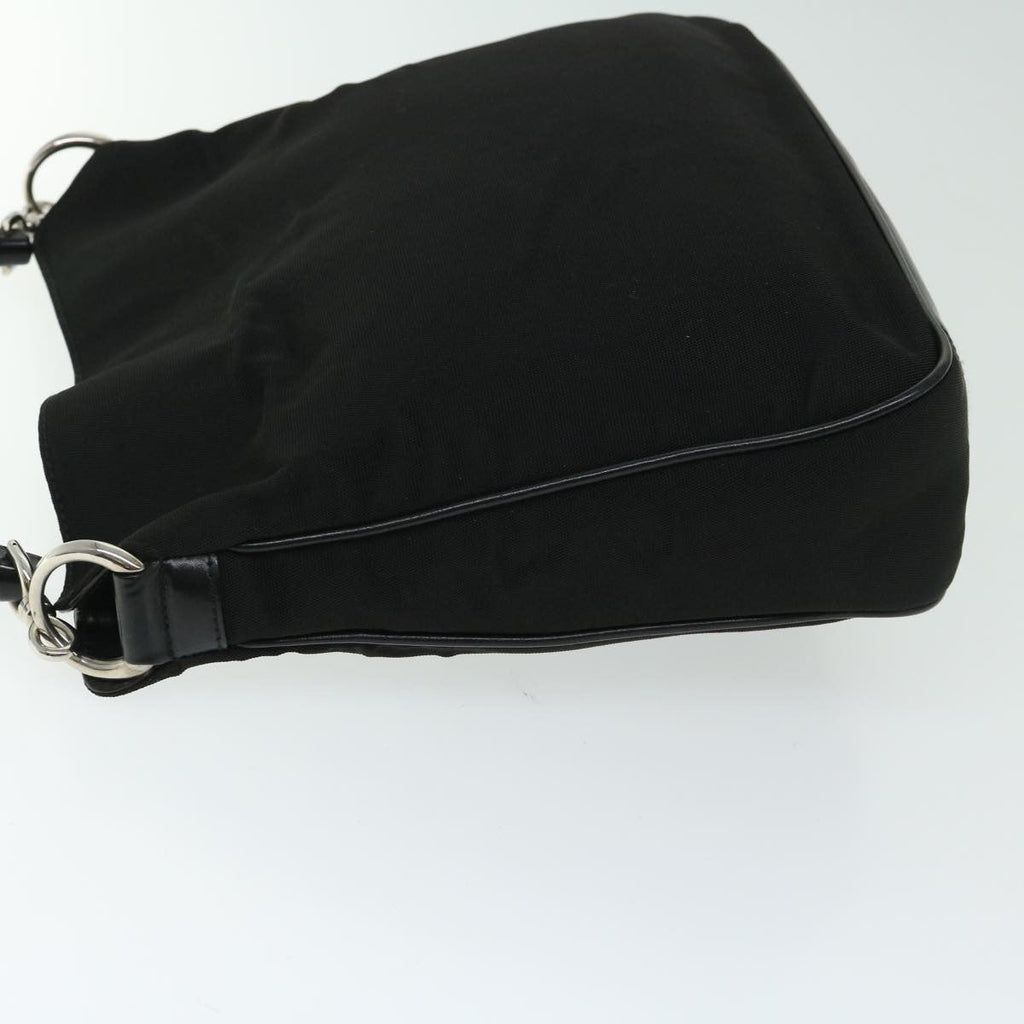Gucci Vintage Bamboo Handle Bag Nylon Black Nylon Handbag ( )