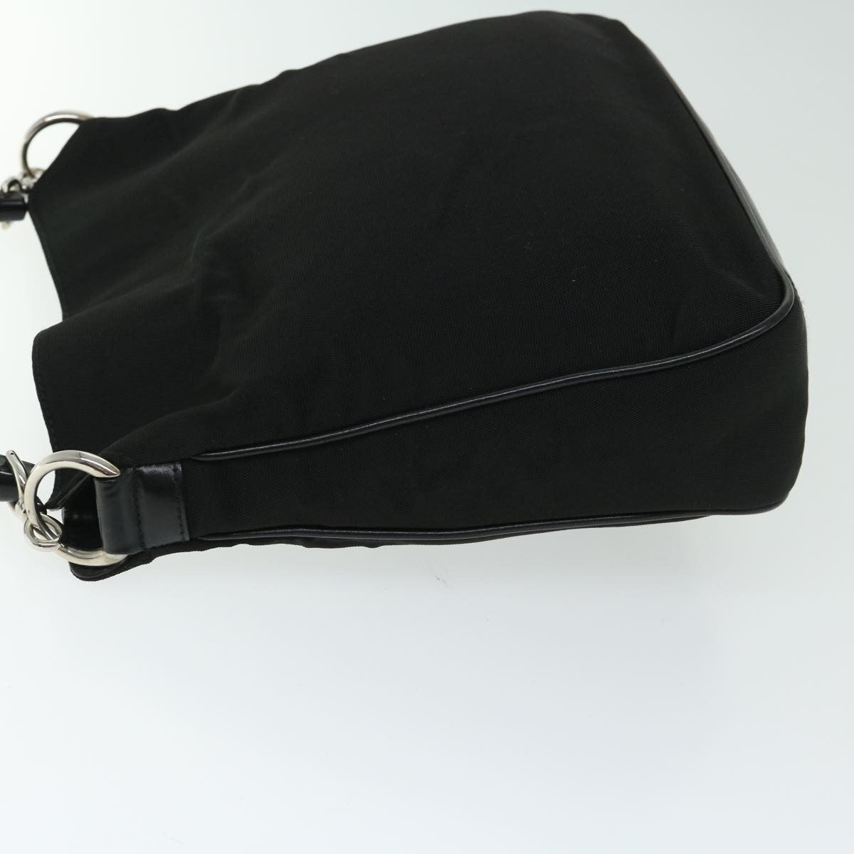 Gucci Vintage Bamboo Handle Bag Nylon Black Nylon Handbag ( )