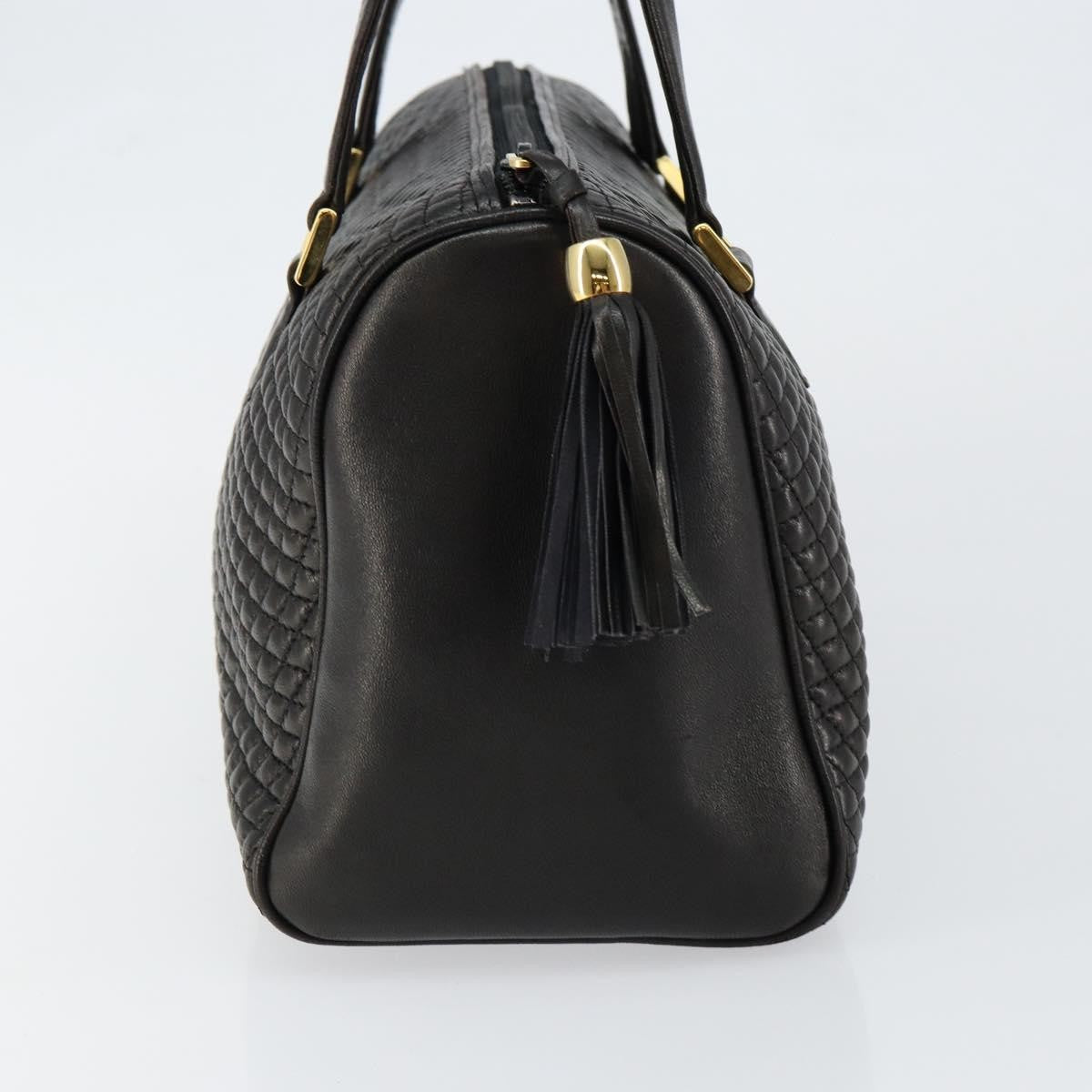Bally Vintage Handbag Quilted Leather Black Leather Handbag (Authentic  )