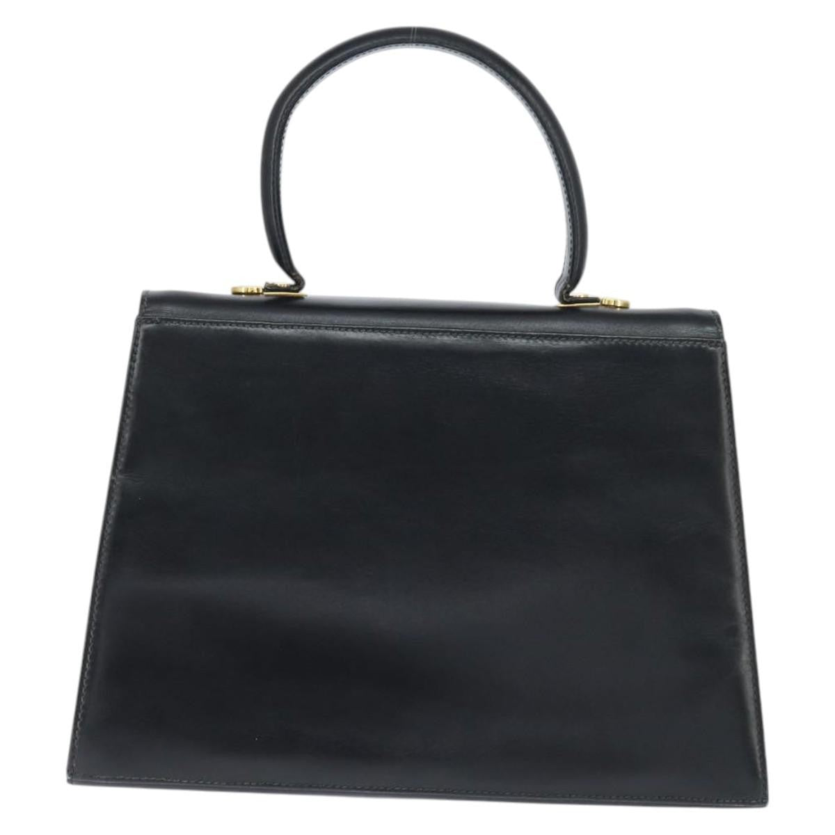 Salvatore Ferragamo Gancini Convertible Top Handle Bag Leather Black Leather Handbag (Authentic  )