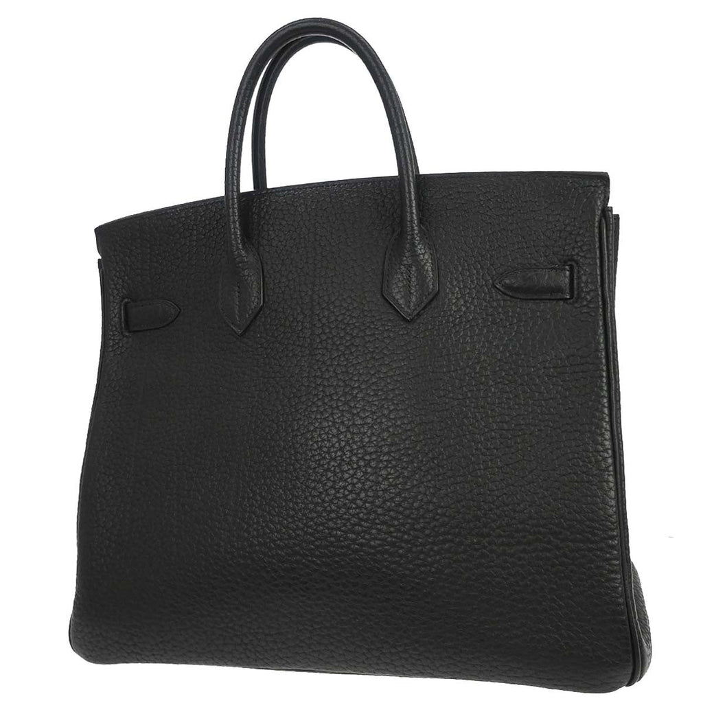 Hermes Hac Birkin Bag Black Fjord With Palladium Hardware Black Leather Handbag (Authentic  )