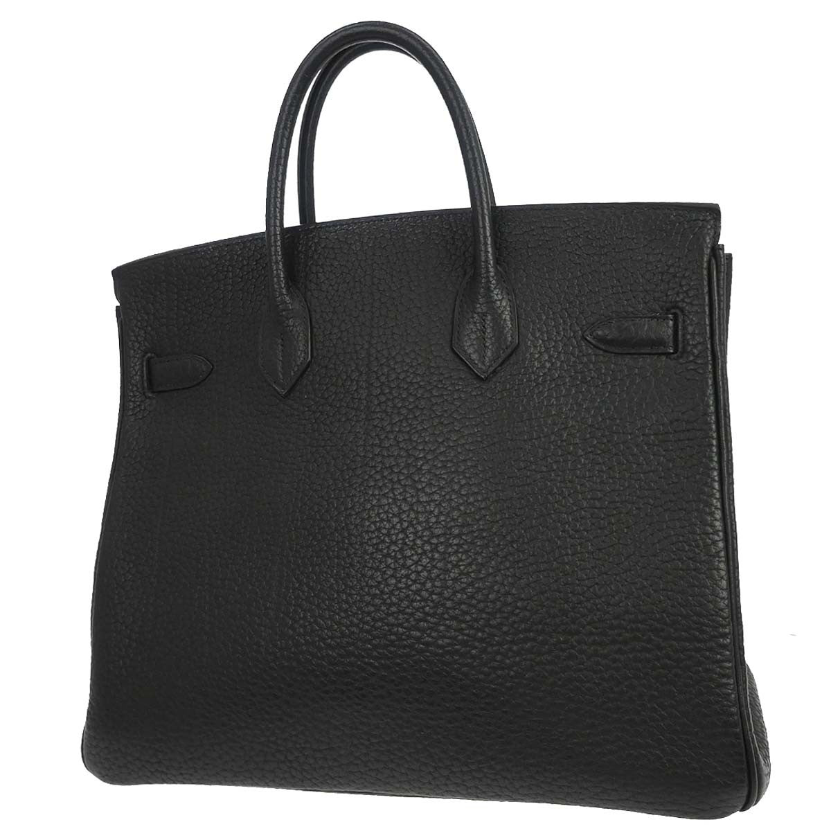Hermes Hac Birkin Bag Black Fjord With Palladium Hardware Black Leather Handbag (Authentic  )