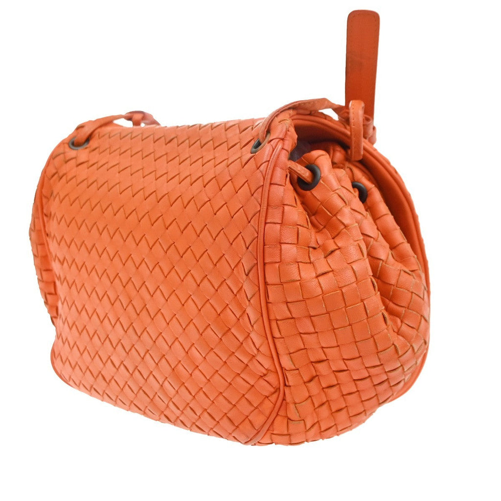 Bottega Veneta Intrecciato Shoulder Bag Leather Orange Leather Handbag ( )