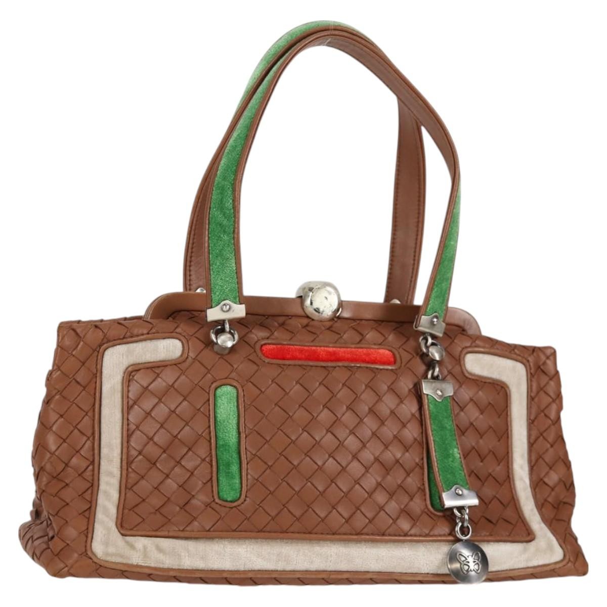 Bottega Veneta Intrecciato Leather Brown Leather Handbag (Authentic  )