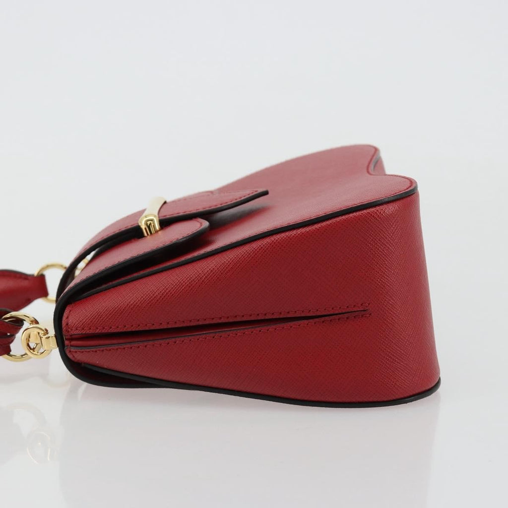 Prada Sidonie Top Handle Bag Saffiano Leather Red Leather Handbag ( )