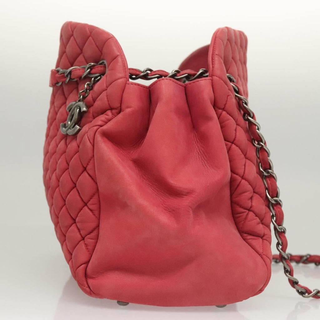 Chanel Matelasse Chain Shoulder Bag Leather Pink Leather Handbag ( )