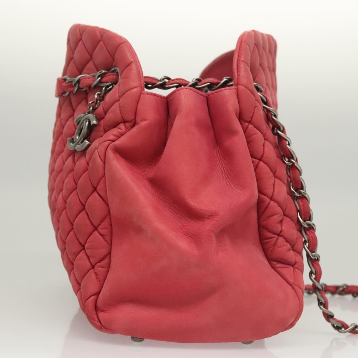 Chanel Matelasse Chain Shoulder Bag Leather Pink Leather Handbag ( )