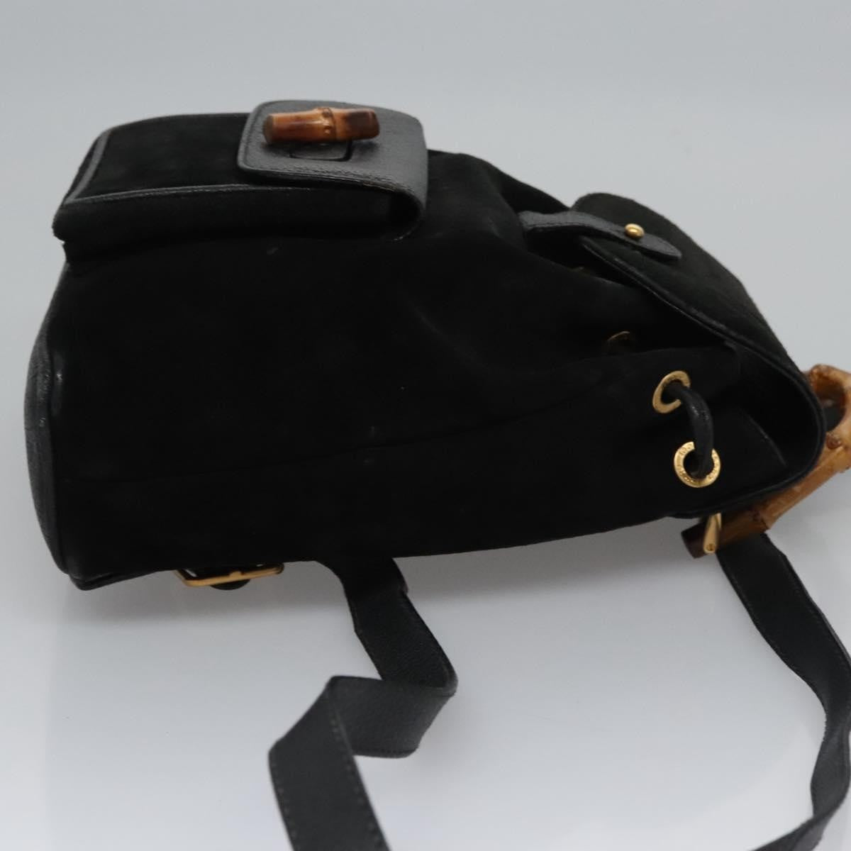 Gucci Gucci Bamboo Backpack Daim Black Suede Backpack Bag (Authentic  )