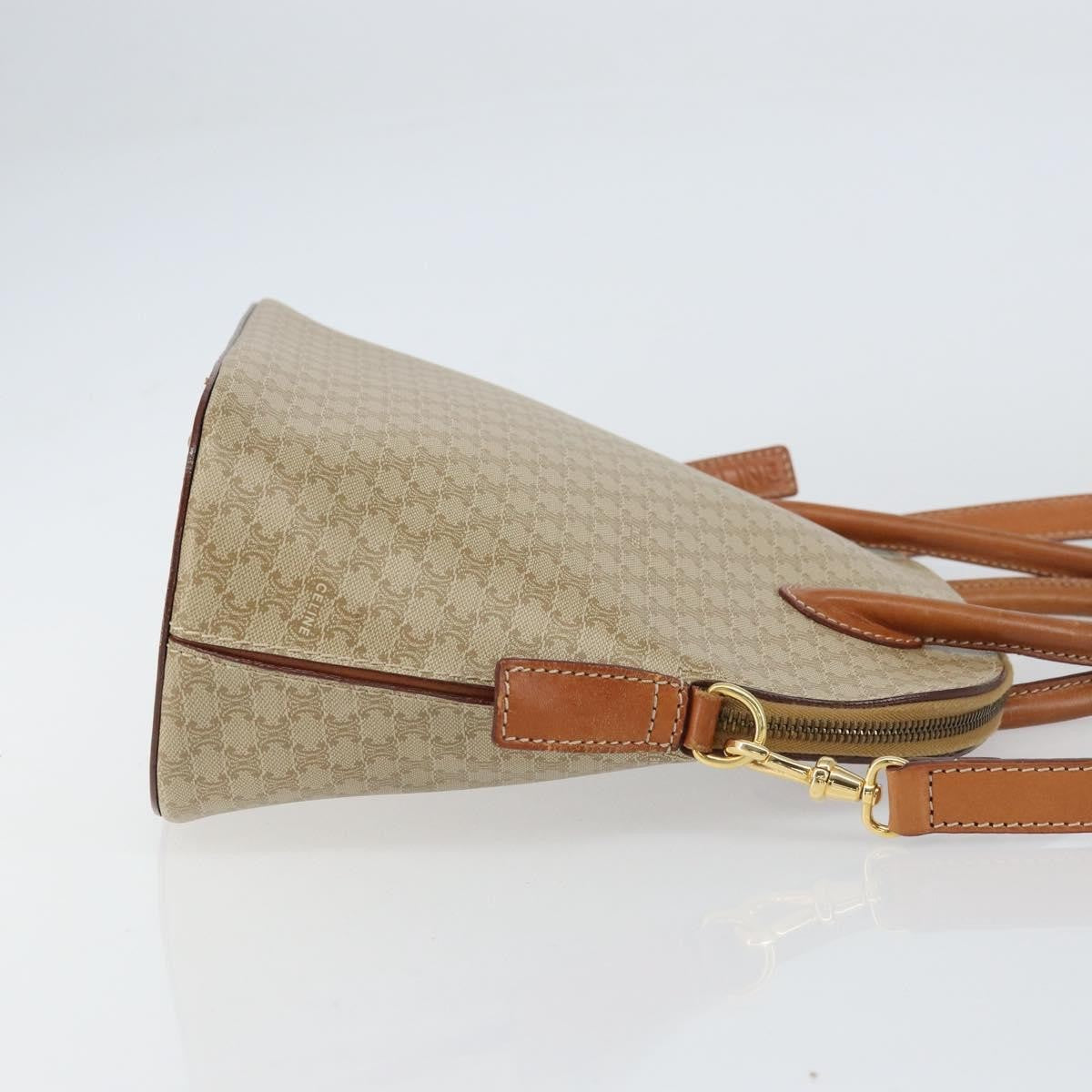 Celine Vintage Macadam Handbag Canvas And Leather Beige Canvas Handbag (Authentic  )