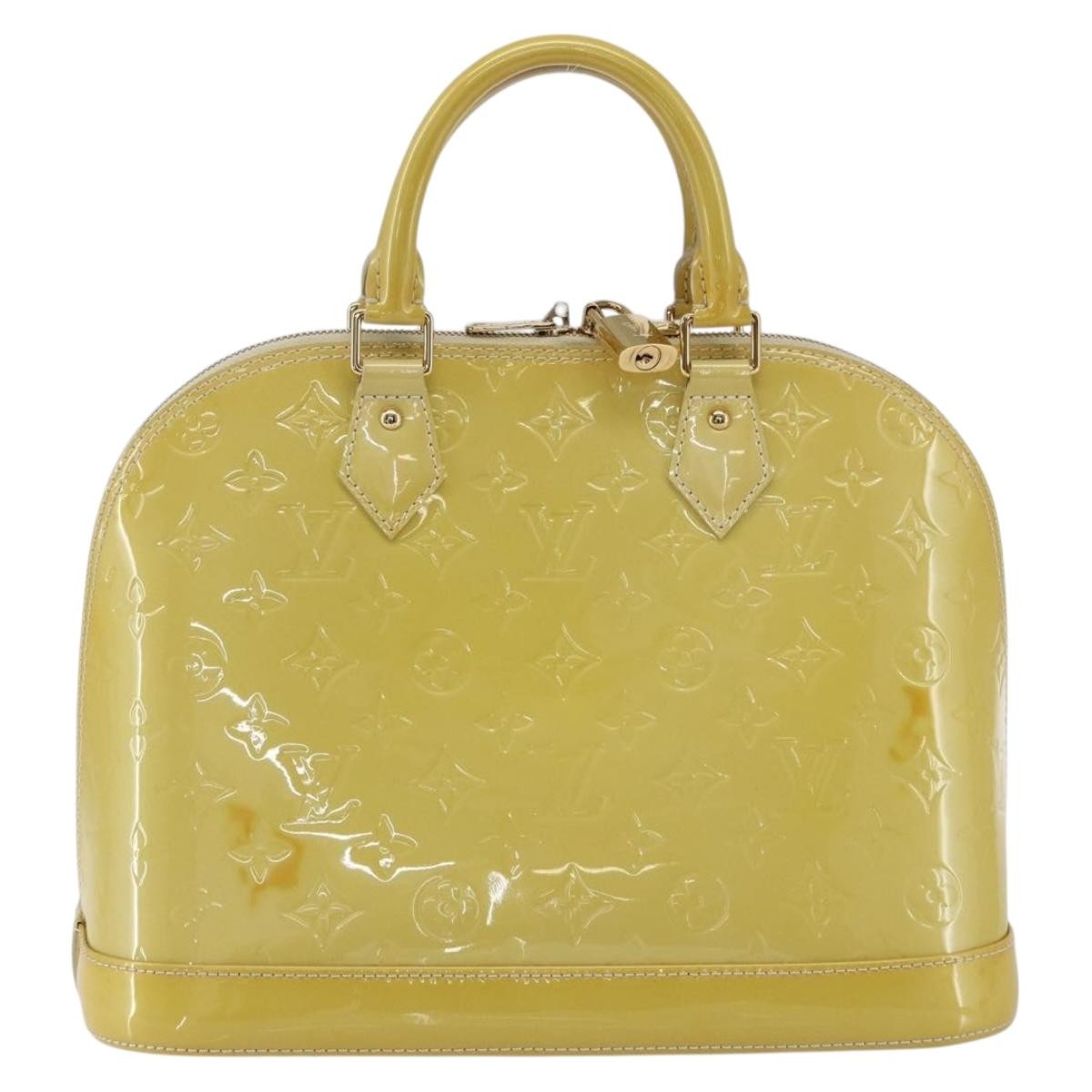 Louis Vuitton Alma Handbag Monogram Vernis Beige Patent_Leather Handbag (Authentic  )