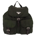 Prada Double Front Pocket Backpack Tessuto Khaki Nylon Backpack Bag (Authentic  )