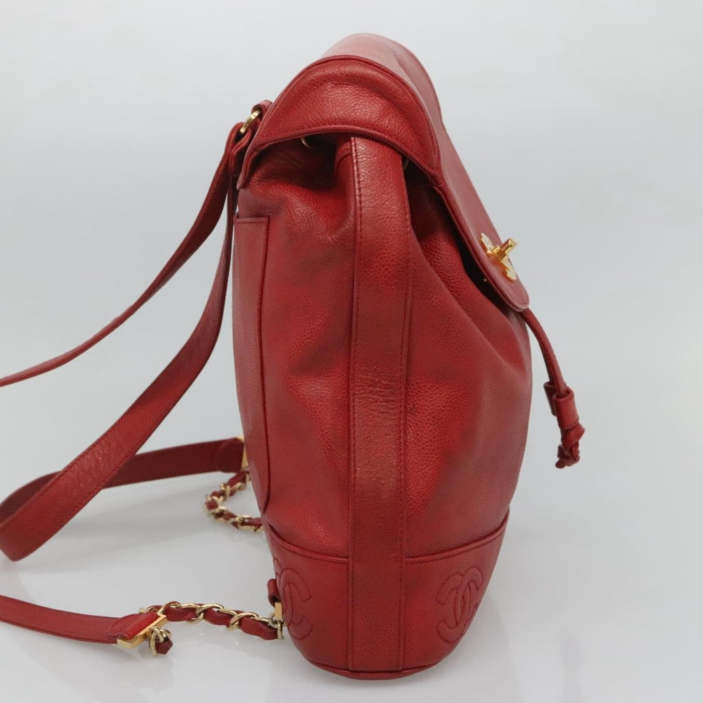 Chanel Vintage Backpack Caviar Red Leather Backpack Bag (Authentic  )