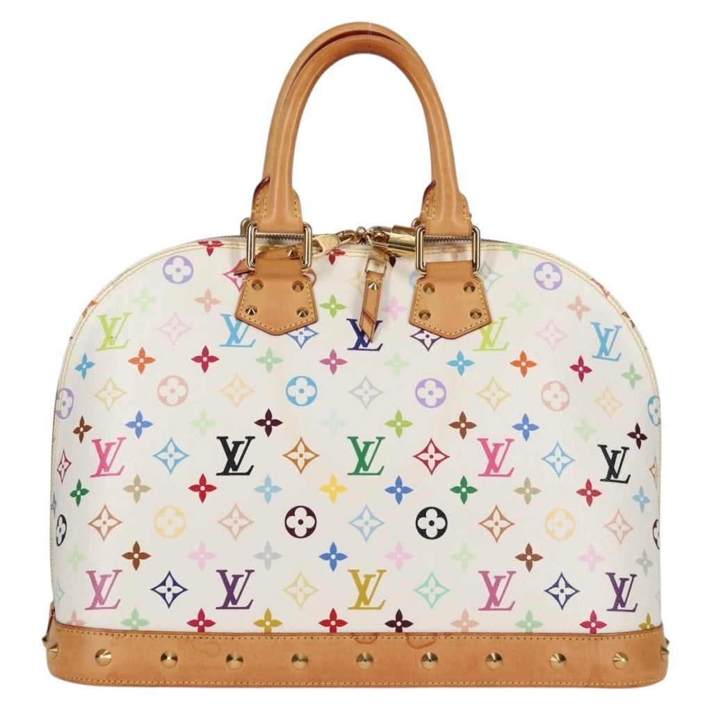 Louis Vuitton Alma Handbag Monogram Multicolor White Canvas Bag (Authentic  )