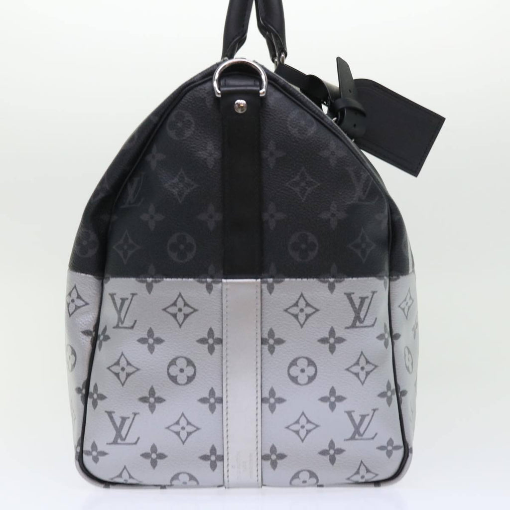 Louis Vuitton Keepall Bandouliere Bag Monogram Eclipse Split Canvas Black Canvas Bag (Authentic  )