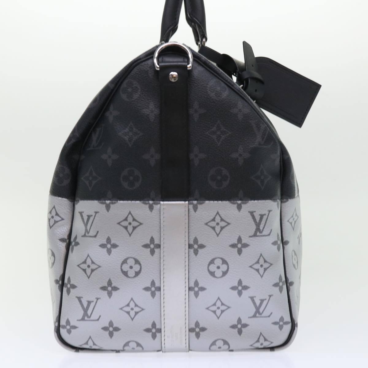 Louis Vuitton Keepall Bandouliere Bag Monogram Eclipse Split Canvas Black Canvas Bag (Authentic  )