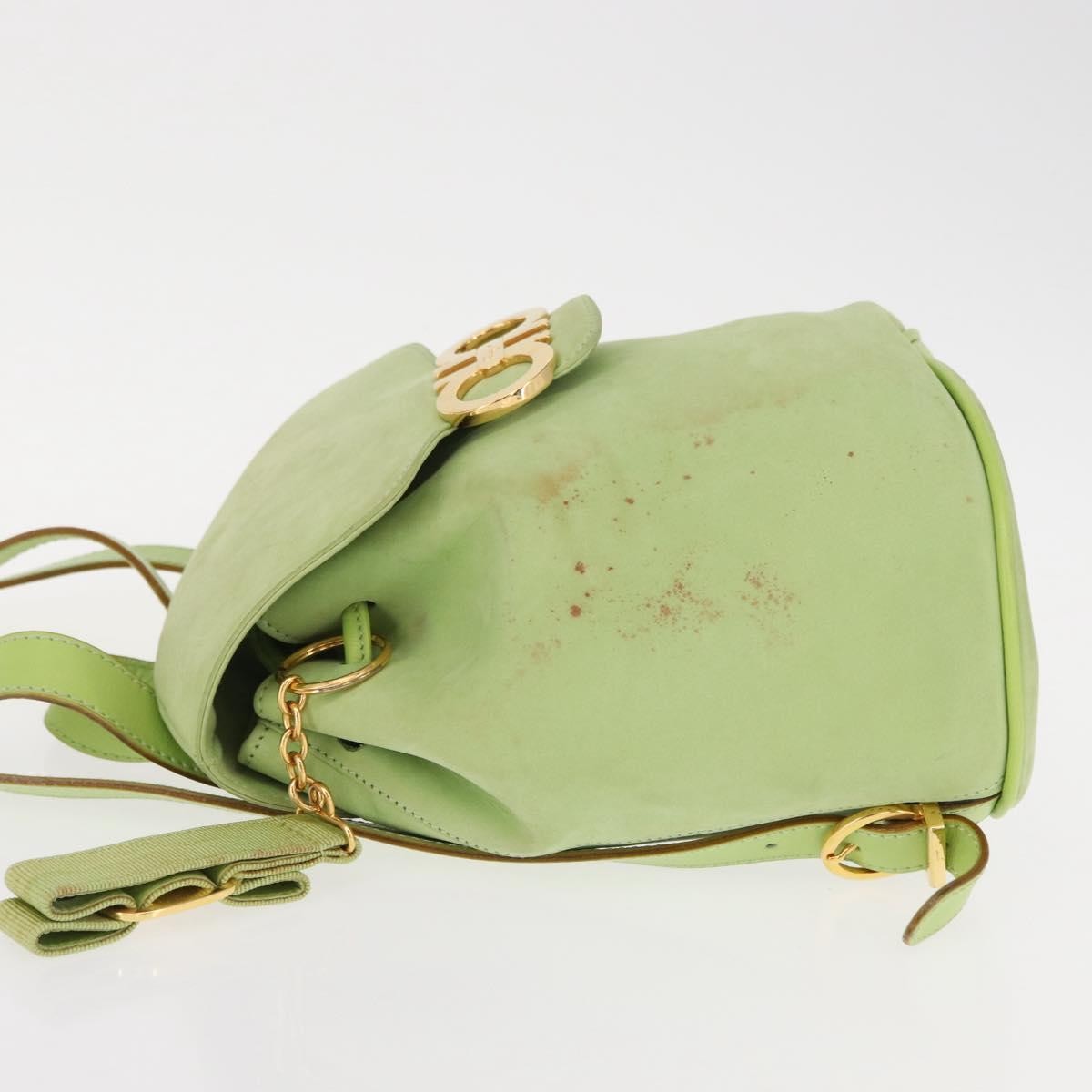 Salvatore Ferragamo Gancini Backpack Suede Green Suede Backpack Bag (Authentic  )