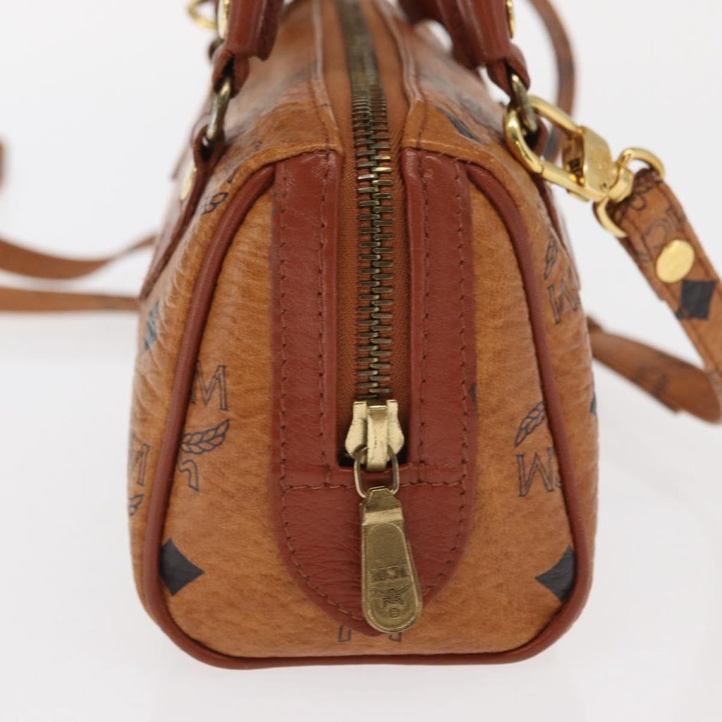 MCM Visetos Handbag Canvas And Leather Brown Canvas Handbag (Authentic  )